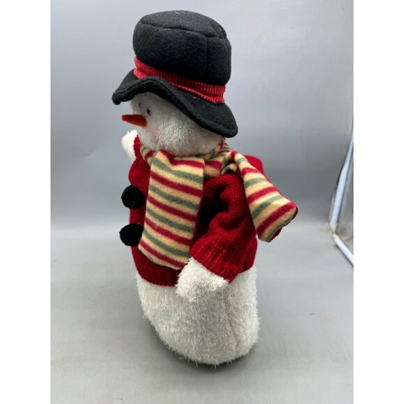 JCPenney Christmas Winter Plush Snowman Door Stop black top Hats 18" Scarf READ - Picture 6 of 9